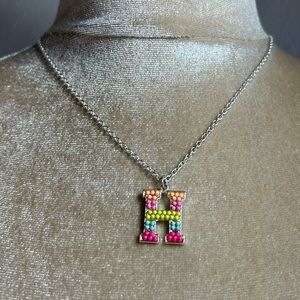 Monogram H Colorful Beaded silver tone Necklace